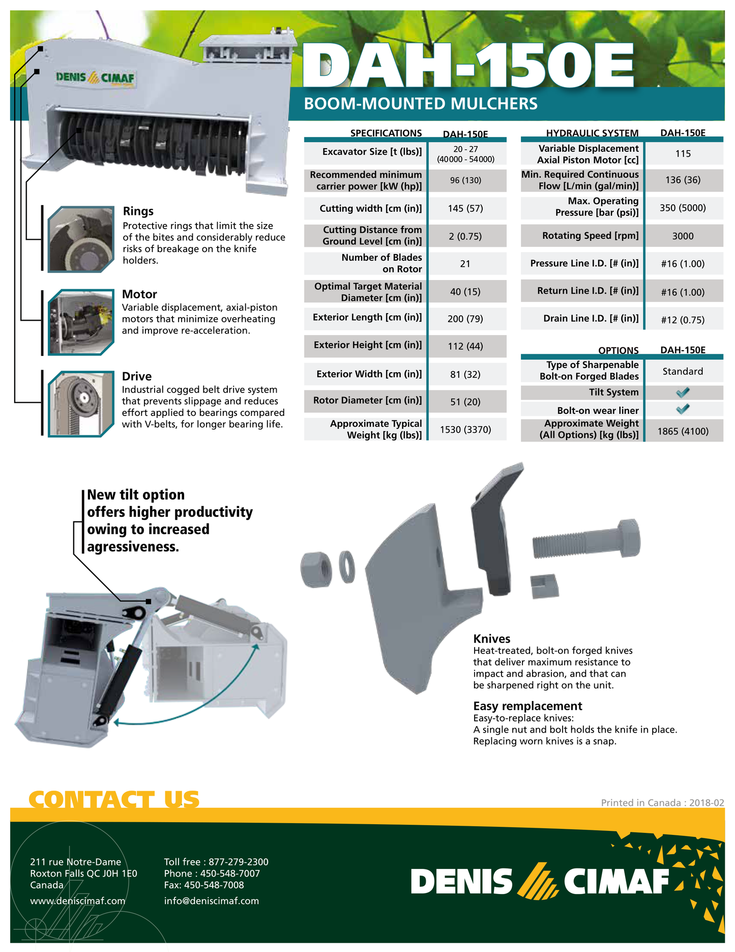 Denis Cimaf DAH-150E Spec Sheet Page 2
