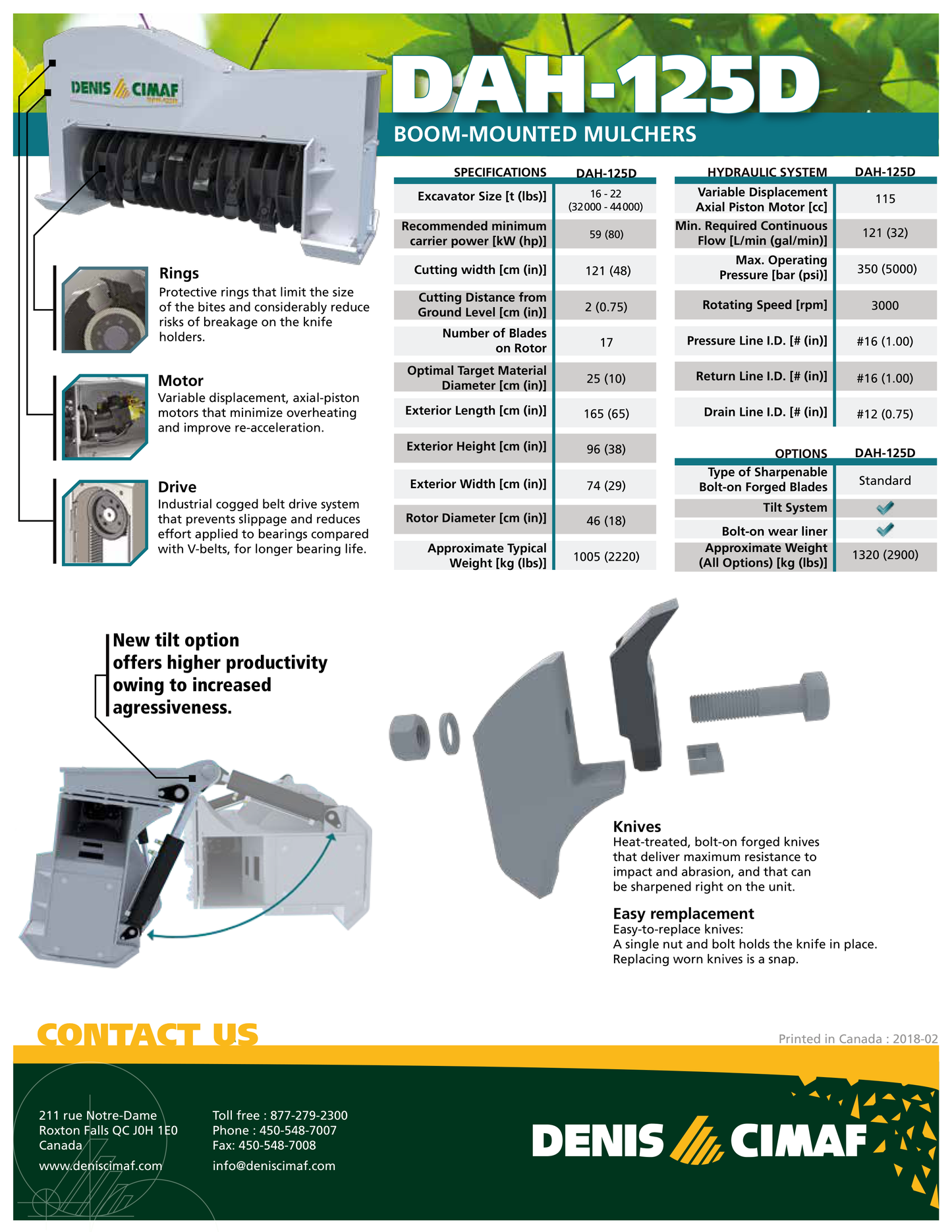 Denis Cimaf DAH-125D Spec Sheet Page 2
