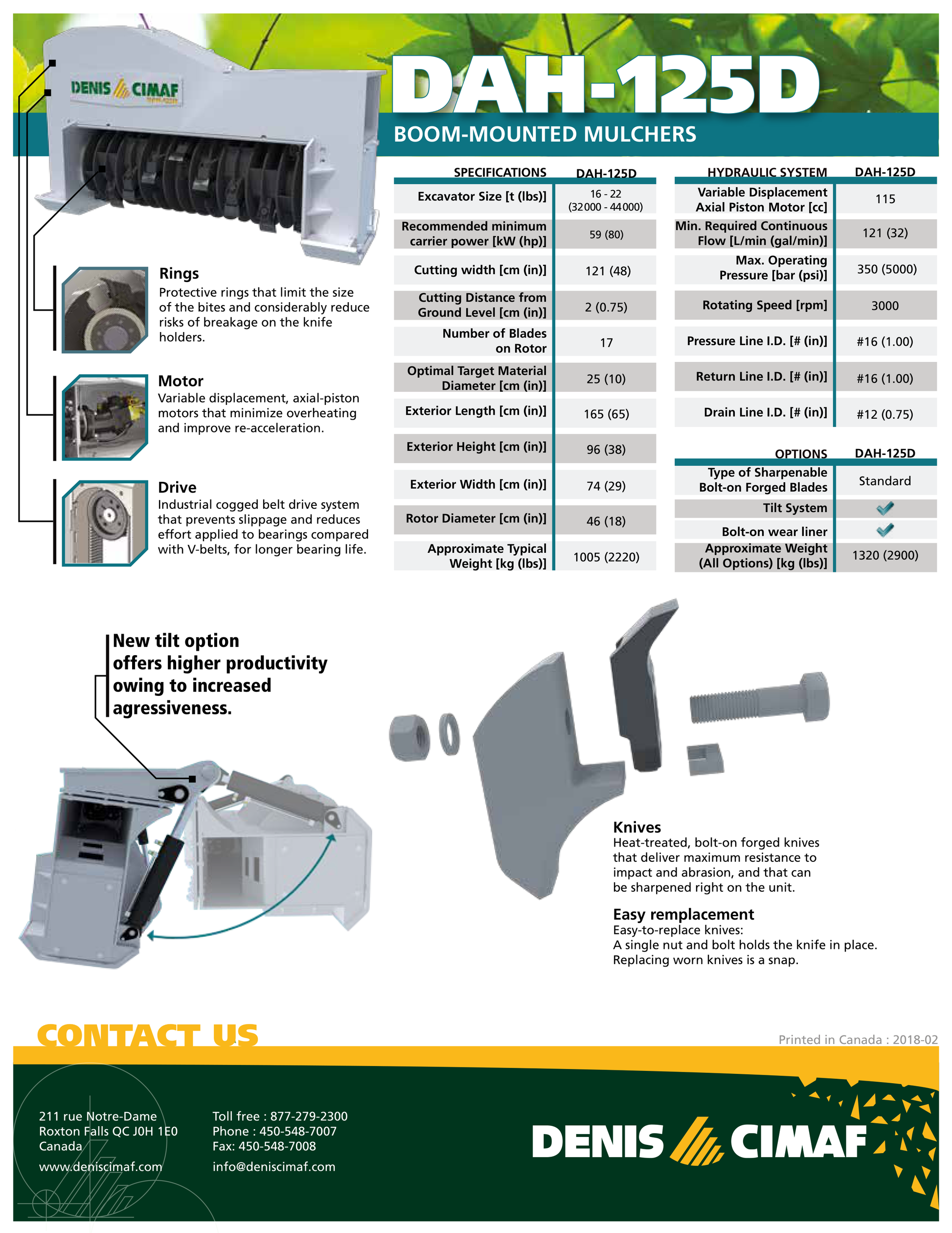 Denis Cimaf DAH-125D Spec Sheet Page 2