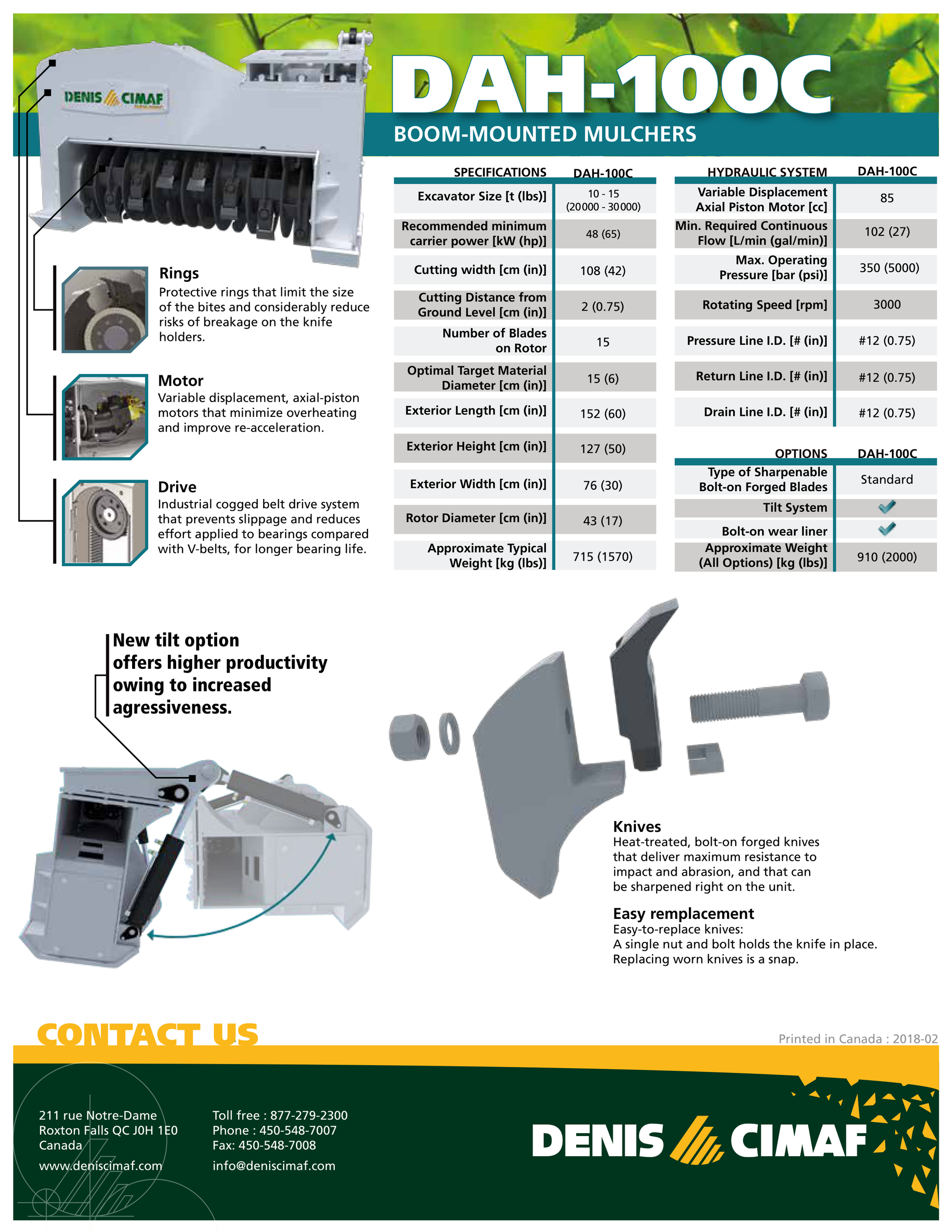 Denis Cimaf DAH-100C Spec Sheet Page 2