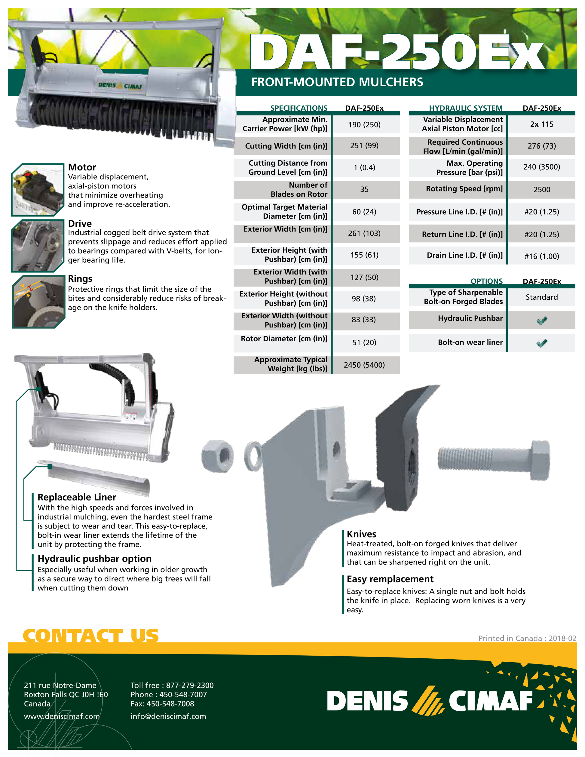 Denis Cimaf DAF-250EX Spec Sheet Page 2