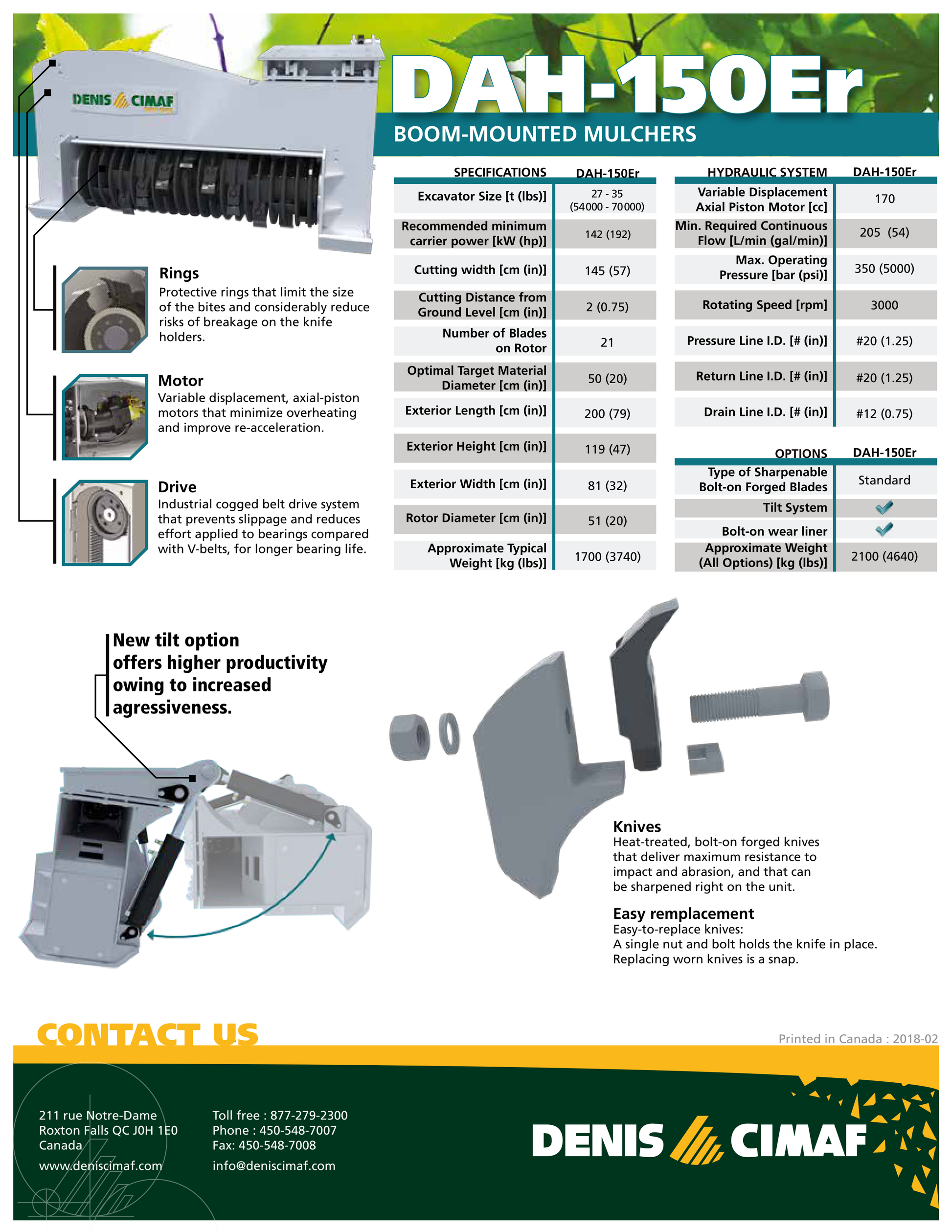 Denis Cimaf DAH-150ER Spec Sheet Page 2