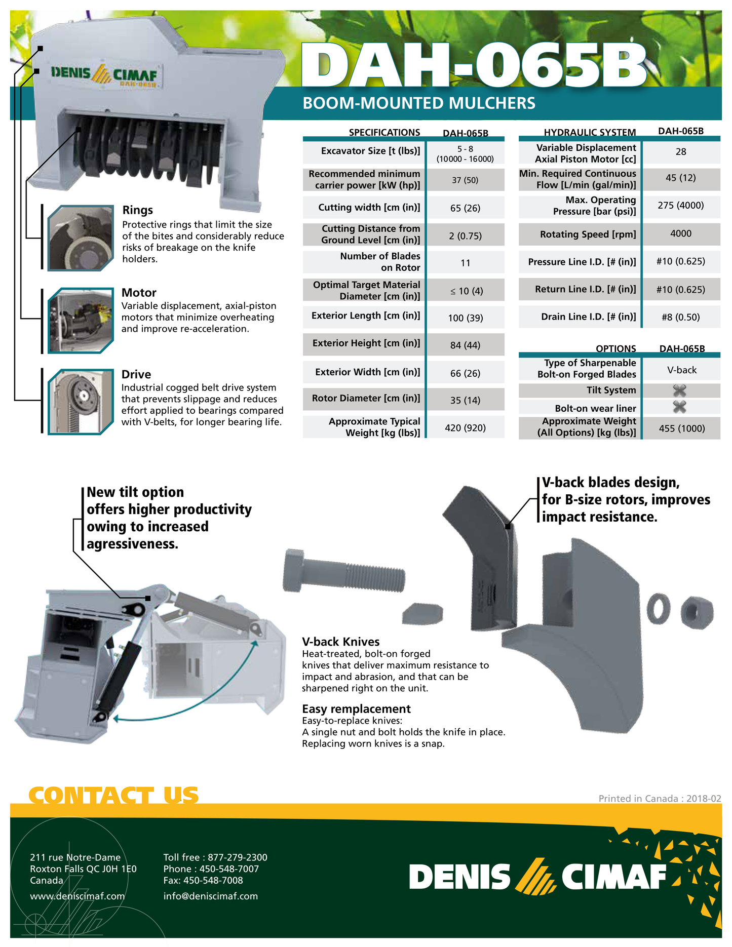 Denis Cimaf DAH-065B Spec Sheet Page 2